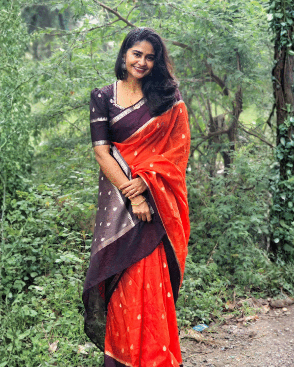 Banarasi Semi Georgette Saree – Meena Zari Buttas with Contrast Border