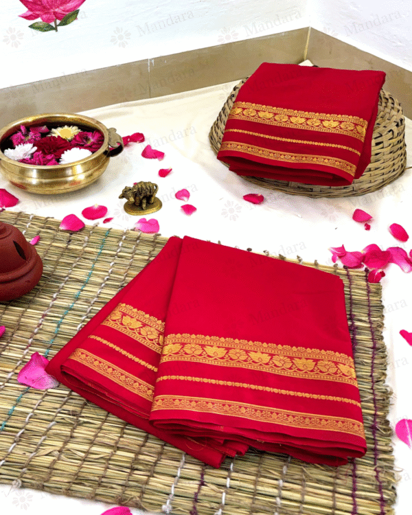 Mysore Semi Crepe Silk Saree with Lotus Zari Border – Cupid Pink – Self Colour with Running Blouse
